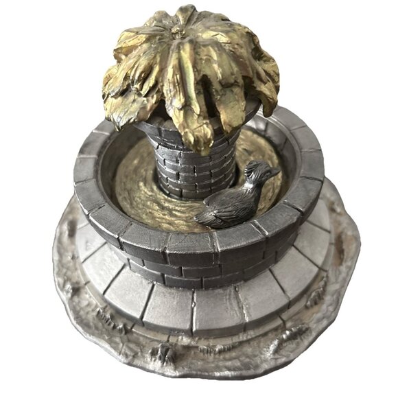 Pewter Village 3" Wishing Fountain Duck Ricker Numbered Signed by Michael Ricker - Picture 1 of 5